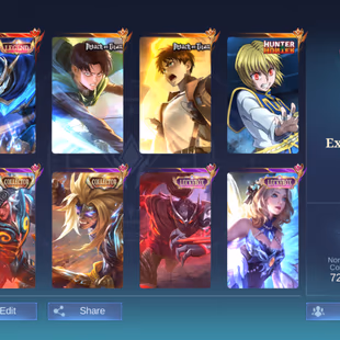 PL204|Lvl 45|EXALTED CC 5|241 SKIN|62 HIGH WR|ALL EMBLEM MAX|GUSION LEGEND|KURAPIKA JULIAN HXH|2 AOT SKIN(EREN,LEVI)|2  - Image 1