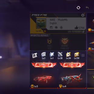 X281|Lvl 64|6 YEARS OLD|230 COSTUME|41 VEHICLE|AVENTADOR SPORTS CAR|241 WEAPON(6 EVO+43 MYTHIC)|M40 Cobra Lv 5|M1887 Con - Image 3