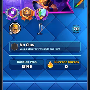 9 YEAR BADGE [] MAX 113 [] ARENA 24 [] 64 ELITES [] 21 EVO [] 10000 TROPHIES [] XP70 [] KT15 [] GEMS 5584 [] 190 EMOTES  - Image 4