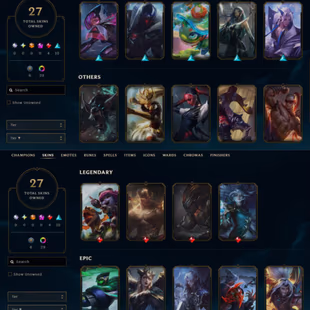 EUW - Silver 2 - 27 Skin - Level 94 - OE 658 - BE 20.5k - RP 35 - Champion 68 - 8 Shards - 1 Legendary 5 Epic - Code1333 - Image 1