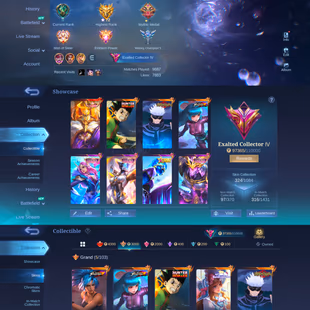 Legend Johnson JJK Gojo Xavier (N-53) | Hunter Dyrroth | KOF Aurora | 324 Skins | Emblems 100 Max | 4 Lucky Box - Image 1