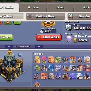 TH 17 4 HERO MAX || HEROES 100-100-65-75-50 || 2188 WAR STARS | HIGH EPIC EQUIPMENT | 8 HERO SKIN - Image 3