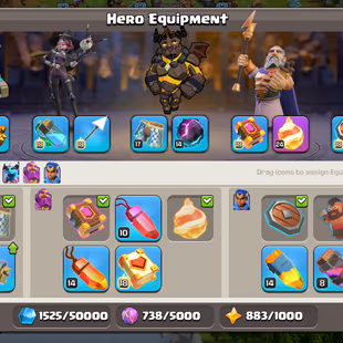 TH 16 ALMOST MAX || 3 HEROES MAX || BK 92 AQ 95 GW 70 RC 45 MP 53 || HIGH EPIC EQUIPMENTS || HERO SKINS - Image 5