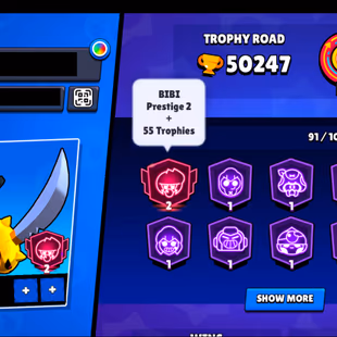 204 SKINS | 50.200 TROPHIES | 91 BRAWLERS | 8 HYPERCHARGE | 15 MAX | 33 PRESTIGE | 3 BUFFIES | 50K - Image 5