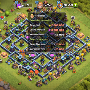 🔥[1000 CWL MEDALS-4'100 GEMS🔥ALMOST MAX TH-13 | [5EPIC-G.GAUNTLET-M.MIRROR-F.BALL MAX] | HERO-64-75-42-47-24!low price - Image 1