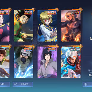 🔥ANIME ACCOUNT WITH SASUKE LOADING EFFECT 🔥|| LEGEND-2 || GRAND - 22 || SKIN -367 || MEGA -5 || ALL HEROS UNLOCK ||  - Image 2