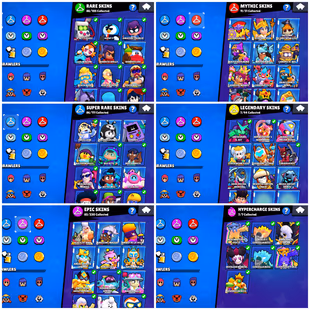 146 GEMS | 99/100 BR | 53K TROPHY | 34 MAX [ 33 HYPERCHARGED ] | 283 GOOD SKINS | 29 MAX RANK BRAWLERS | FULL ACCESS  - Image 6