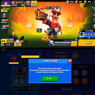 [DG-26] RARE SKIN ACCT 15K-TROPHIES 67-BRAWLERS 7-HYPERCHARGED 2-MAXPOWER 144-GEMS RENAME-60 70-SKINS INSTANT DELIVERY  - Image 1