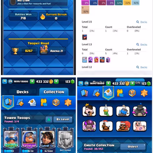 STACKED|XP-39| | 400k+ GOLD | 8 EVO|HTrophies: 8267 |117/121 Cards|38 RARE  EMOTES | ARENA 21 | ATTACHED WITH SEMI MAXED - Image 1
