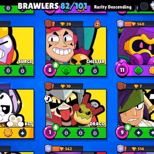 25k Trophies, 82 Brawlers, 13 Legendary Brawlers, 17 11 Strength Brawlers, 10 hypercharge, 147 Skins, Description - Image 5