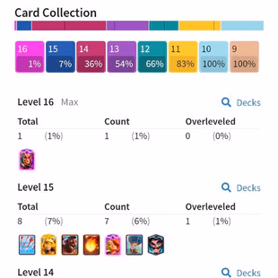 XP-58|LVL14 - 36 cards|LVL15 - 7 cards|LVL16 - 1 cards|15 EVO|Trophies:10347|121/121 Cards|77 EMOTE|4271 GEMS - Image 1