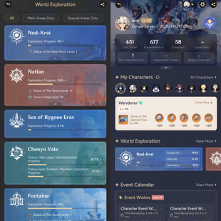 All PLatform - EU - AR58 - 58 Character 17 5'Star - 8 Weapon 5'Star - Zibai - Chasca - Nahida - Hu Tao - Zhongli - Code1 - Image 3