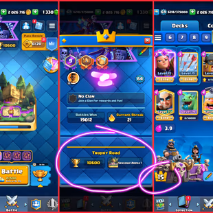 🎯RARE EMOTES 9 YEAR OLD 👹| ARENA 24 KT 15 |   10.6K TROPHIES | 105 MAX CARDS 39-ELITE | 179 EMOTES MANY MORE - Image 5