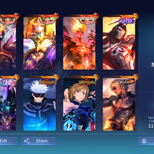 [IOS/ANDROID] CEL LVL 87 | 132 HEROES | 511 SKINS | MEGA 2 | COLLAB | 3 LEGEND - MOSKOV ABYSS - 2 JJK GOJO NOBARA - HAYA - Image 1