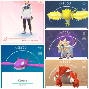 Lvl 50 [Shiny Kyogre] | 46 Legendary | Solgaleo | Lunala | Zacian | Groudon | Regidrago | Regieleki | Valor | 857 - Image 1
