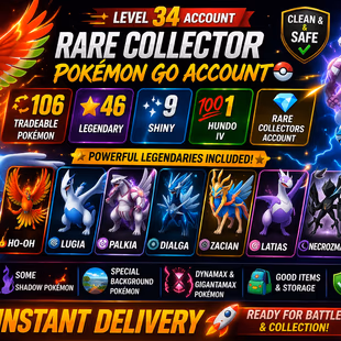 🎯LVL 34 | 46 LEGENDARY  | 9 SHINY  | 106 TRADEABLE 🔁 | 1 HUNDO  | 1 LUGIA/ RARE COLLECTION ACCT | INSTANT - Image 1