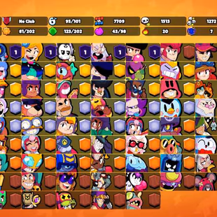 48K Trophies LVL117 | 95/100 Brawlers | 32 Max Brawlers - 27 Hypercharges | 216 Skins | 634 Pins | 323 Icons | 156 Spray - Image 1
