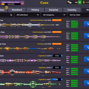 7.2B COINS ACCOUNT | GOLDEN UNIQUE | Level 212 | 18 Legendary Cues | 2 Cues MAX | Fresh Account - Image 3