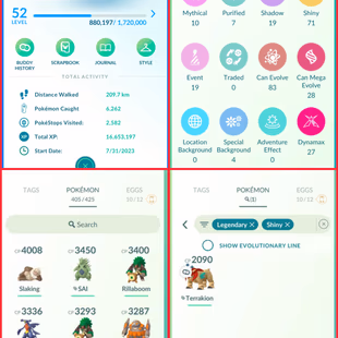 🎯NW STOCK-- RARE COSTUME PIKACHU (👹) LVL 52 ACCT | 71 SHINY 55 LEGENDARY () RARE SHINY ) MYTHICAL () 4.5M DUST() CHEAP - Image 4