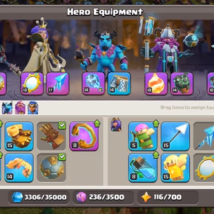 TH 13 MAX | HEROES 75-75-50-50-25 | ALL EPIC EQUIP | MAX GG SB MM FA FB RS EB |500 NC |3 SCENERY - Image 6