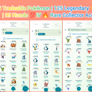 🎯LVL 51 ACCT | 99💯 IV) HUNDO | 456 TRADEABLE PG )LUGIA MOLTRES PG RARE ) 125 LEGENDARY  | RARE COLLECTOR ACCT / INSTAN - Image 5