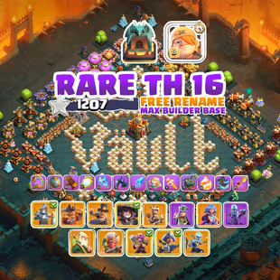 SPECIAL TH 16 🔥 - RENAME ✅ - 13 EPIC SKILLS - NEW SCENERY - 13 HERO SKINS - 1.2K WAR STARS - MAX BUILDER APPRENTICE - Image 2