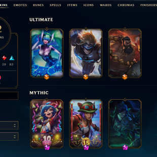 SEVER [ NA ] - 395 LVL  - PLAT II FELX  - 222 SKINS - FULL CHAMP [ 153221 BE - 94 RP ] - ( 121 ) MYTHIC ESSE FULL ACCESS - Image 1