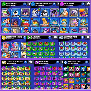 🎯30100 Trophies 💎 66 Brawlers | 52 Skins | 148 Collector Pins | 157 Icons | Rename Available | Instant Delivery - Image 3