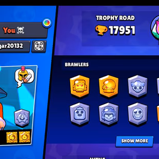 17k Trophies, 67 Brawlers, 4 Legendary Brawlers, 3 11 Strength Brawlers, 3 hypercharge, 118 Skins, Description - Image 3