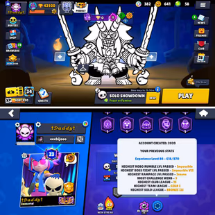 43K Trophies LVL84 | 88/100 Brawlers | 33 Max Brawlers - 26 Hypercharged | 234 Skins | 540 Pins | 308 Icons | 150 Sprays - Image 3