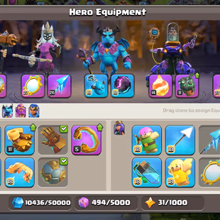 🔥[ TH-17 NEAR MAX - MAX HEROS ]🔥4500 GEMS || GG-MM-RS [MAX] | FA [26] | EB [20] | BLUE WALLS || NICE OVERALL  - Image 5