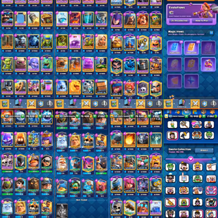[ Stacked ] Level 64 + Kt 15  | 10000 Trophies | 100 Max Cards | 29 Elite | 21 Evos | 143 Banners & 148 Frames | 196 Emo - Image 2