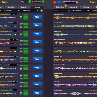 5.5 BILLION COINS ACCOUNT | Level 230 | 20 Legendary Cues | 4 Promo Cues MAX | Miniclip Unlimited Password Changeable - Image 5