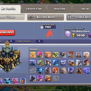 💎3K STARS WAR - 3K GEMS - TH:17 - Lvl:194 - BK:61 💎- AQ:91 - PC:61 - GW:61 - RC:36 - BEST SELECT - Image 3