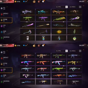 iOS/Android (Global) - Level 63 - Set 95 - Emote 35 - Pet 8 - Weapon 254 - Artifact 1 - Mythic 38 - Epic 76 - Diamond 0  - Image 3