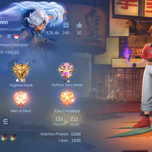 MLBB | Queennn | LVL 74 | TRANSFORMER ROGER | KOF DYROTTH, KARINA | LUCKYBOX URANUS | HERO 131 | SKINS 211 | FULL EMBLEM - Image 1