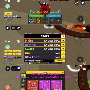 iOS/Android - Global - Level 2800 (MAX) - Money 84K - Swords 27 - Guns 11 - Fruits 23 - Code987 - Image 4