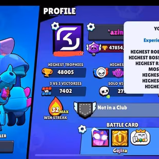 [RARE] 48,005 TROPHIES | 32 WIN STREAK | 79 BRAWLERS | MAX POWER 10 | LEVEL 194 | MYTHIC SKINS | INSTANT DELIVERY - Image 1