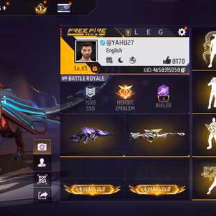 M4 | Level 65 | 600+ Fashion | 4 years old | Rare Rampage Emote | 8k+ Like | 26 Emotes | Lol Emote | 2 entry Emote | 150 - Image 1