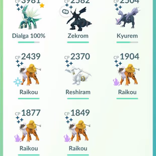 🔥8x SHINY LEGENDARY DIALGA ZEKROM KYUREM RESHIRAM 💎 LEVEL 34 [] LEGENDARY 44 [] SPECIAL BG RESHIRAM - Image 2