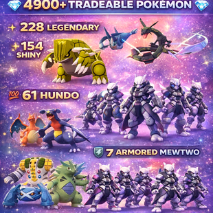 🎯LVL 64 2016 | 7 ARMORED MEWTWO RARE 2019 |4925 TRADABLE PG | 61 HUNDOS 💯 IV) HIGH CP |  228 LEG 154 SHINY |  INSTANT - Image 2