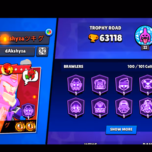 334 SKINS | 63.100 TROPHIES | 100 BRAWLERS | 43 HYPERCHARGE | 43 MAX | 44 PRESTIGE | 8 BUFFIES - Image 6