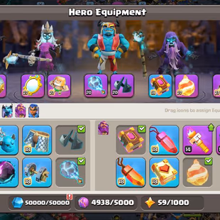 💎 FULL MAX TH 18 🍓 EPIC EQUIPMENTS MAXED | MAX PROFILE SUPERCHARGED DEFENCES GHOST SET BUILDER'S APPRENTICE MAX 295 XP - Image 5