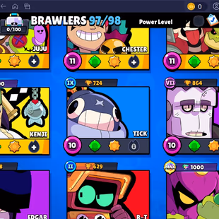 233 SKINS | 23 HYPERCHARGED | 61.837 TROPHIES | 97 BRAWLERS | 31 MAX BRAWLERS | 2 BUFFIES  - Image 3