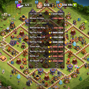 Th16 Almost Max | Hero-93-95-70-45 | Equipment-10-Epic All Good Lvl Up | Wall Defns Max |  XP-217 | NC-Yes | BEST-DEAL - Image 1