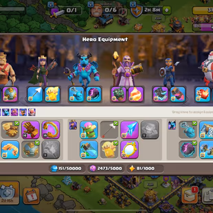 RARE 2015 XMAS 💎27 EQUIPMENT MAX 💎TH 18 HIGH []  101-105-80-80-55-7 HERO [] 264 XP [] FREE RENAME [] 1200 GEMS [] BH 1 - Image 5