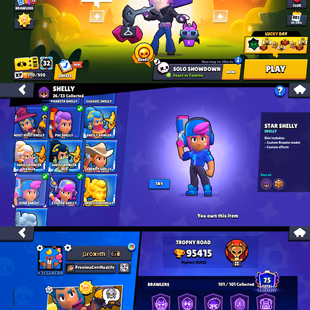 Star Shelly Skin [] Trophy 95K [] 101 All Brawler [] 81 Brawler Max [] Hypercharge 60 [] Total Skins 340 [] Best-Deal - Image 2