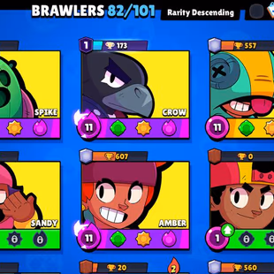25k Trophies, 82 Brawlers, 13 Legendary Brawlers, 17 11 Strength Brawlers, 10 hypercharge, 147 Skins, Description - Image 4