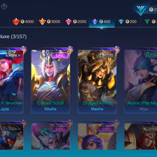 ML  706 KOF Karina dyrotth aurora LUCKYBOX estas Epic khuafra Saber Layla dragon Masha good win rate - Image 3