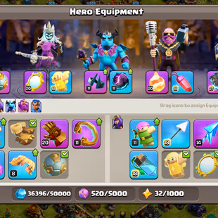 🔥[ TH-17 NEAR MAX ] 🔥XP 218 WALLS MAX || HEROS: BK 100 AQ 100 MP 75 GW 75 RC 50|| RS 27 FB 27 EB 26 GG 25 SB 27 MM 27 - Image 6